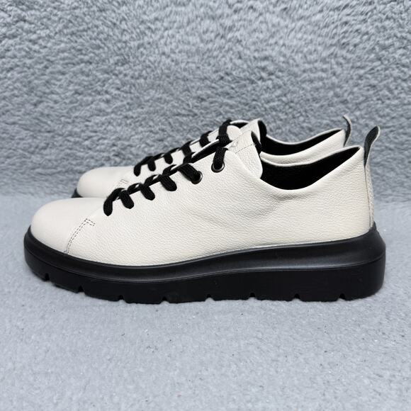 Ecco Nouvelle Lace Up Womens Size 38 US 7 Sneakers Shoes Limestone Leather - Picture 3 of 9